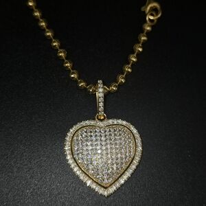 ✨ Gold Moissanite Heart Pendant Necklace – S925 Sterling Silver ✨